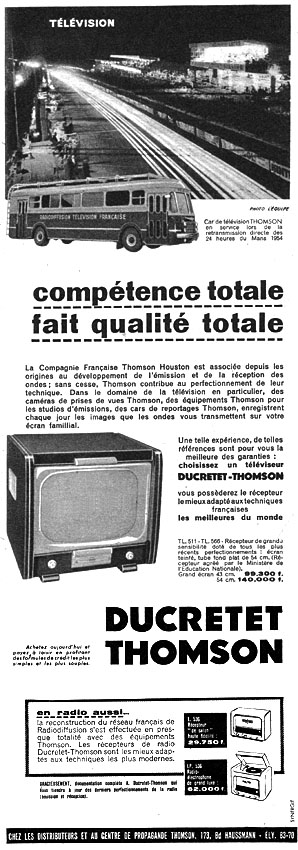 Advert Ducretet-Thomson 1954