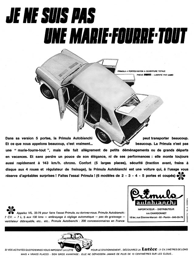 Advert Autobianchi 1967