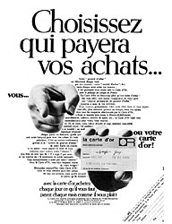 Advert Carte Or 1968