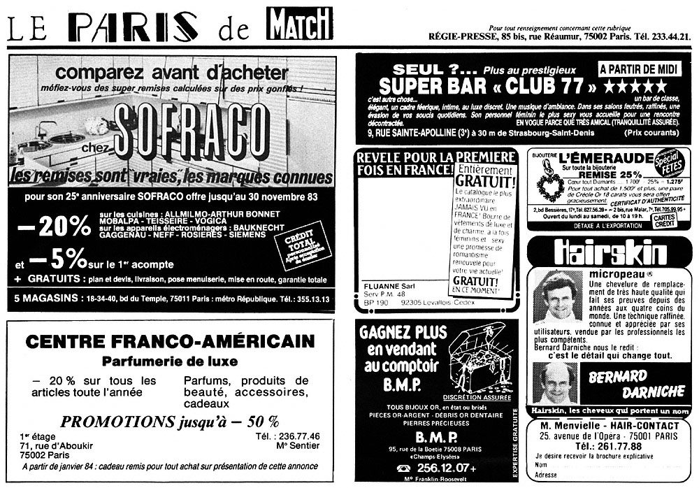 Advert Paris de Match 1983