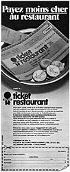 Advert Tickets Restaurant 1974