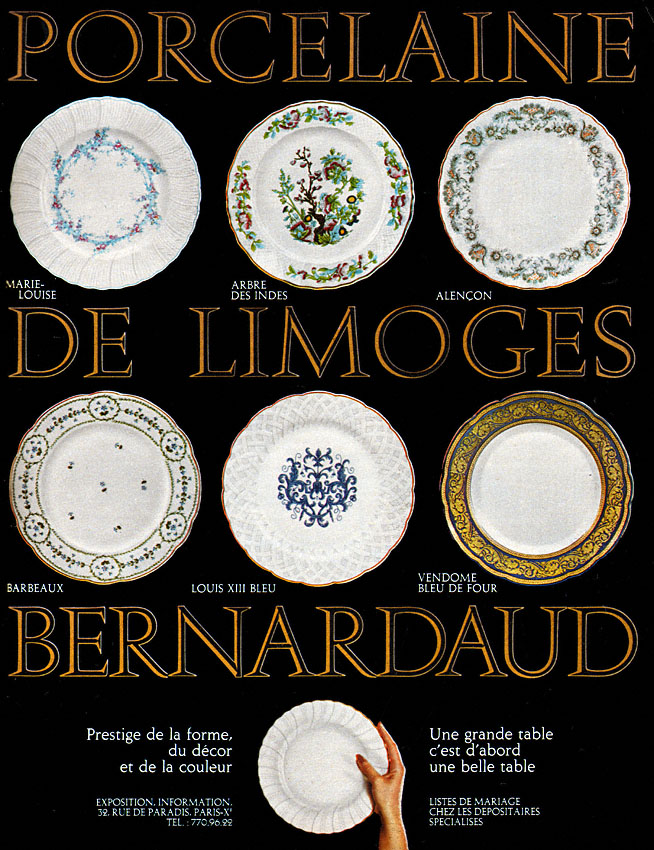 Advert Bernardaud 1969