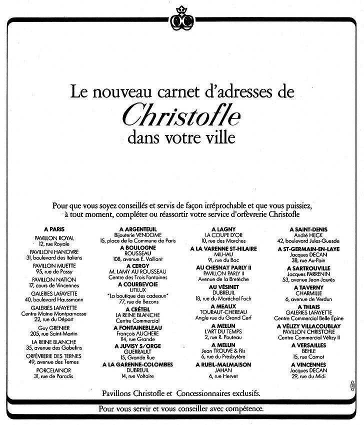 Advert Christofle 1975