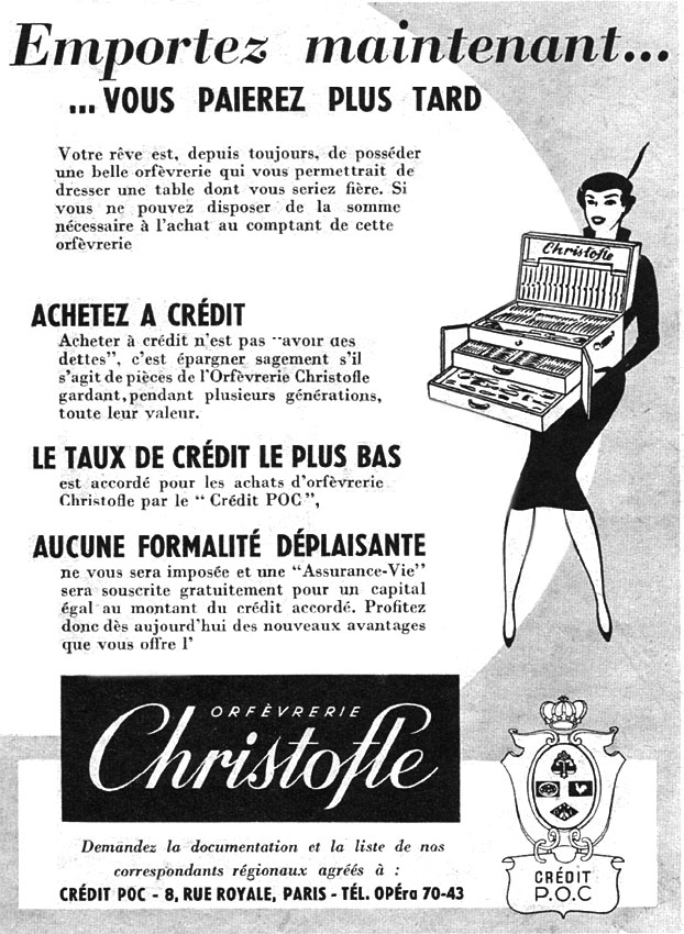 Advert Christofle 1954