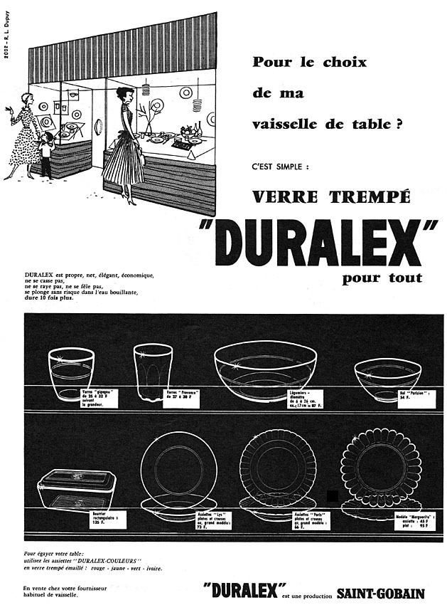 Advert Duralex 1956