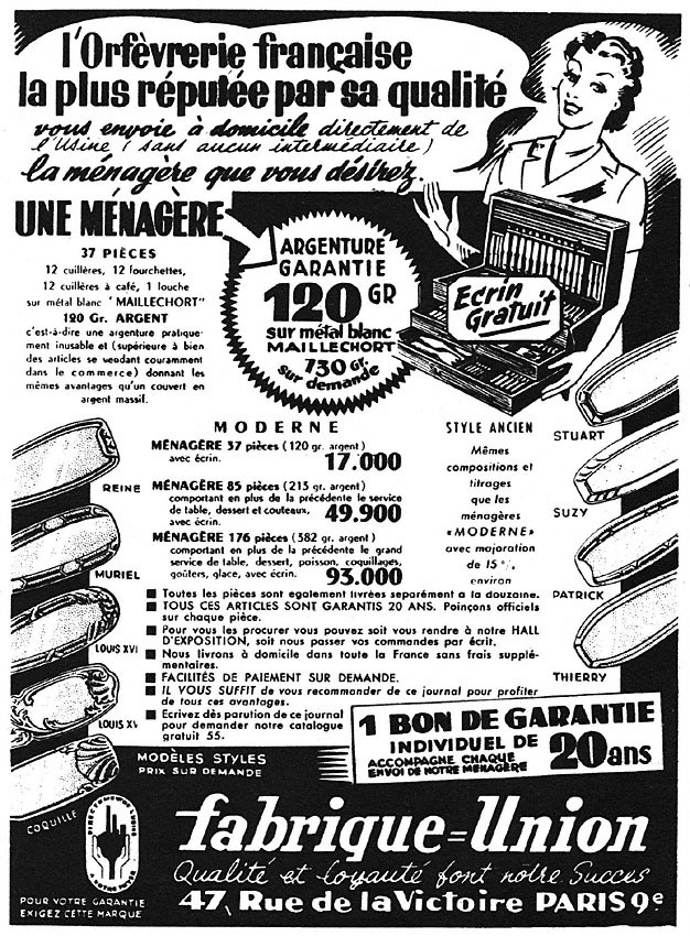 Advert Fabrique-Union 1952