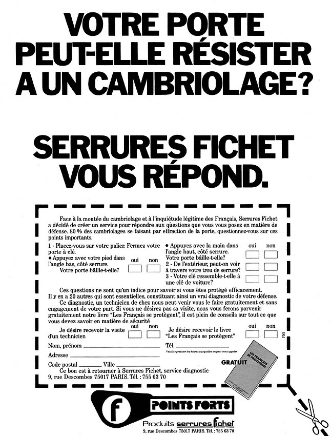 Advert Fichet 1978