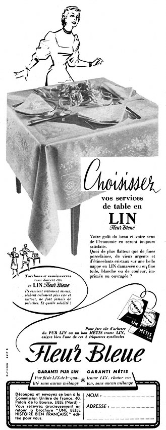 Advert Fleur bleue 1954