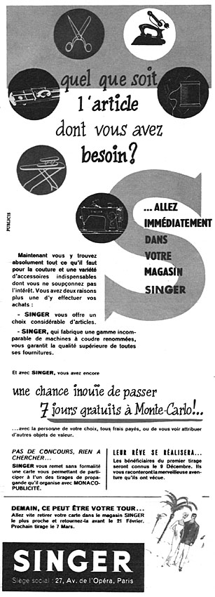 Advert Singer 1956