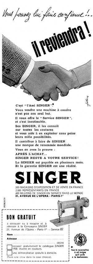 Advert Singer 1958