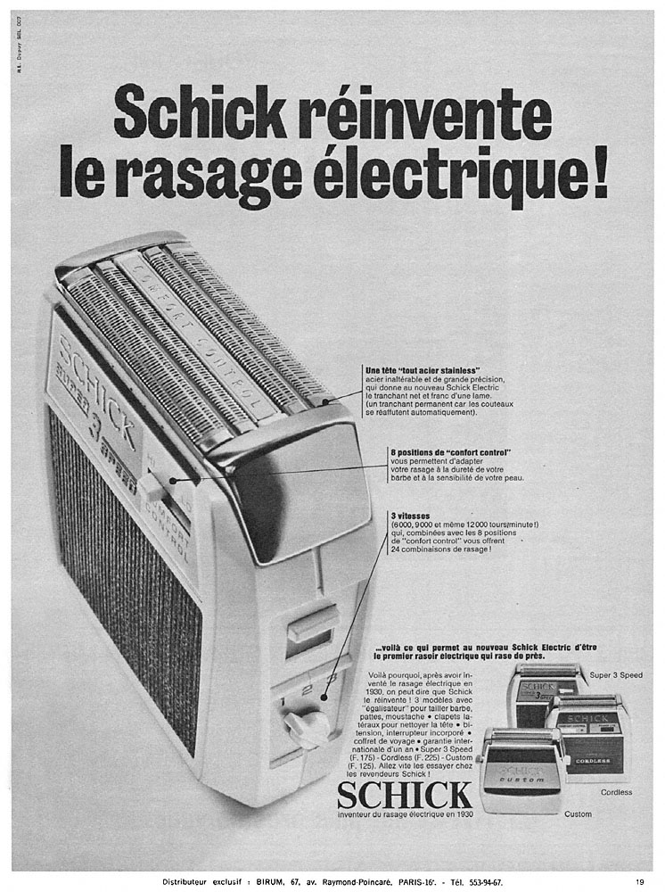 Advert Schick 1967