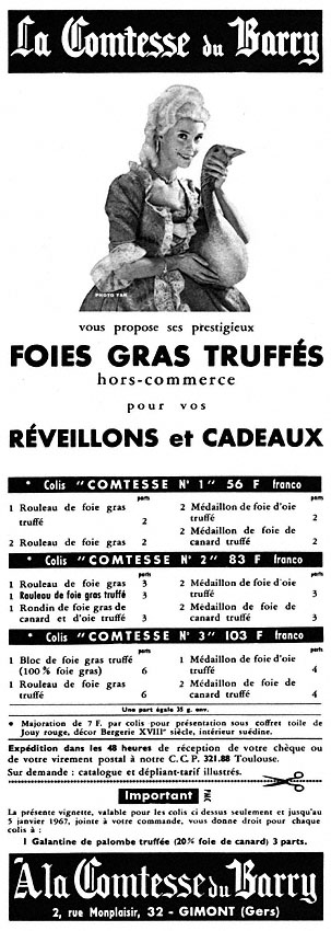 Advert Comtesse du Barry 1966