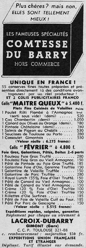 Advert Du Barry 1954