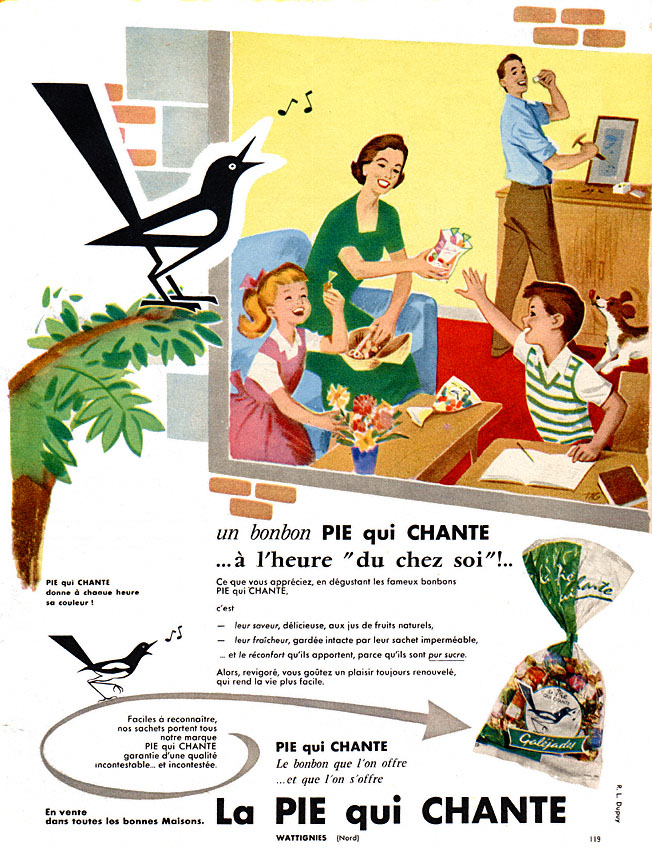 Advert La pie qui chante 1957