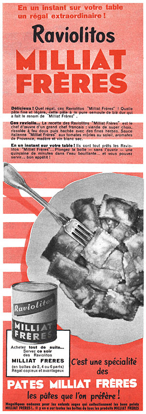 Advert Milliat Frres 1957