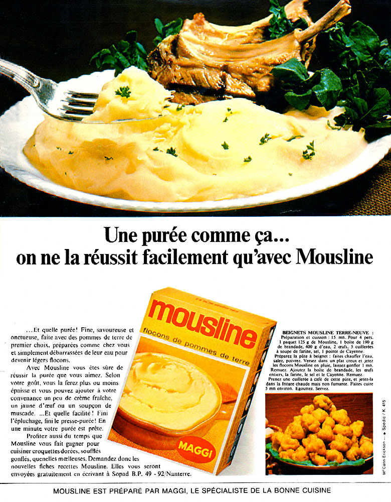 Advert Mousline 1968