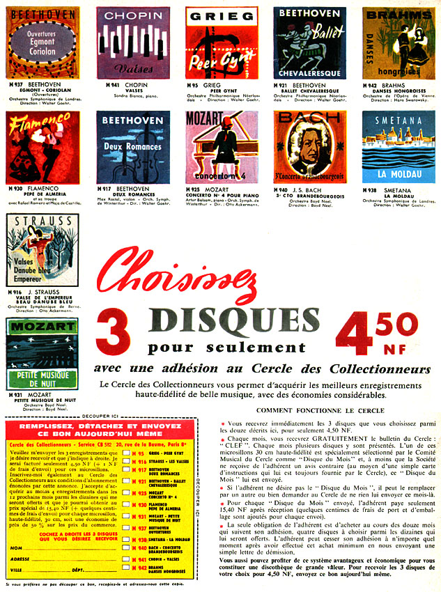 Advert Cercle des Collectionneurs 1960