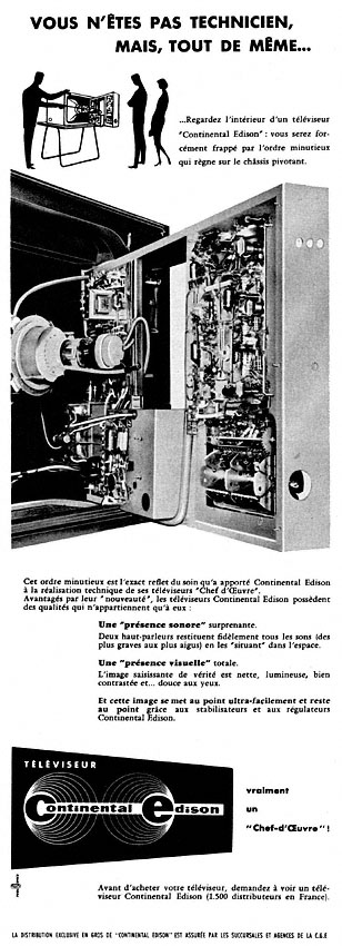 Advert Continental Edison 1958