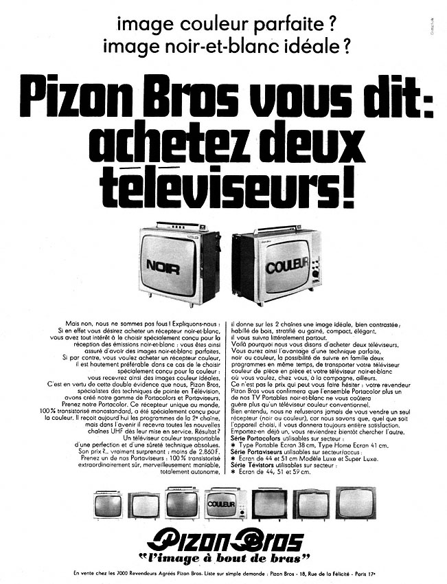 Advert Pizon Bros 1969