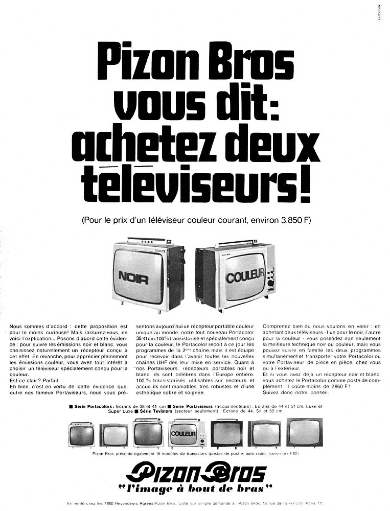 Advert Pizon Bros 1969
