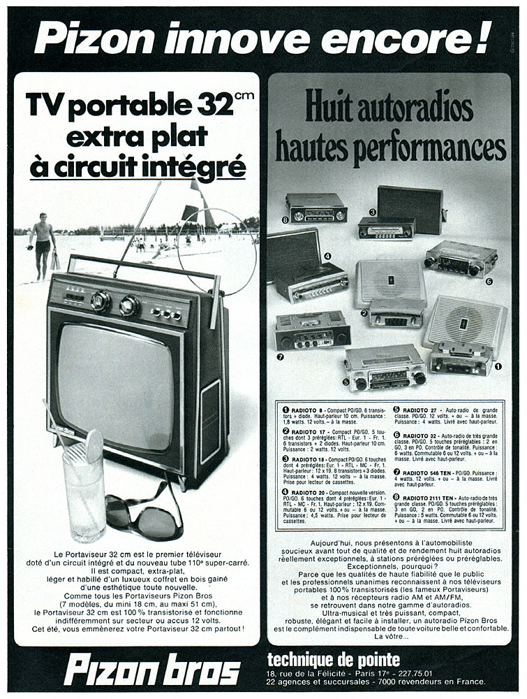 Advert Pizon Bros 1970