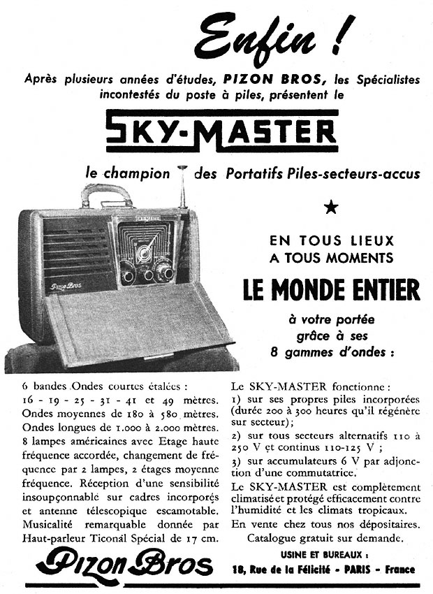 Advert Pizon Bros 1952