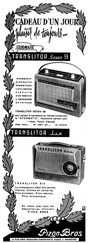 Advert Pizon Bros 1958