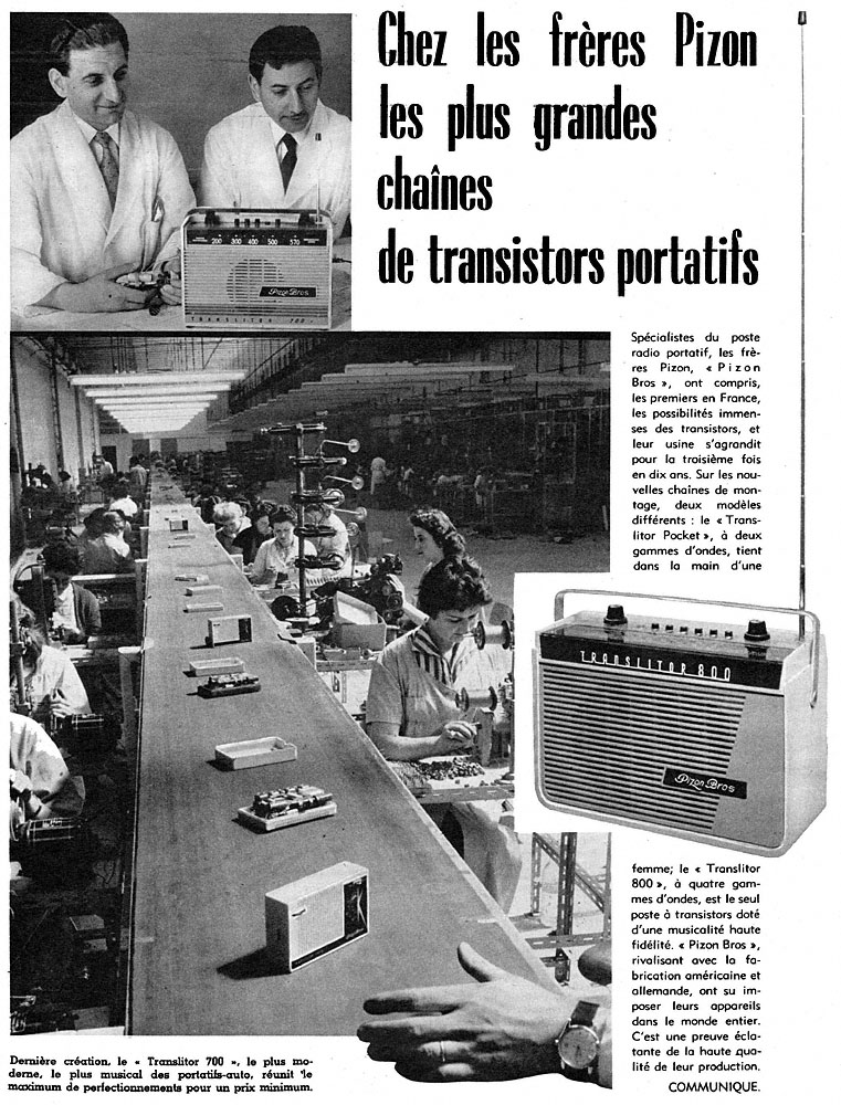 Advert Pizon Bros 1960