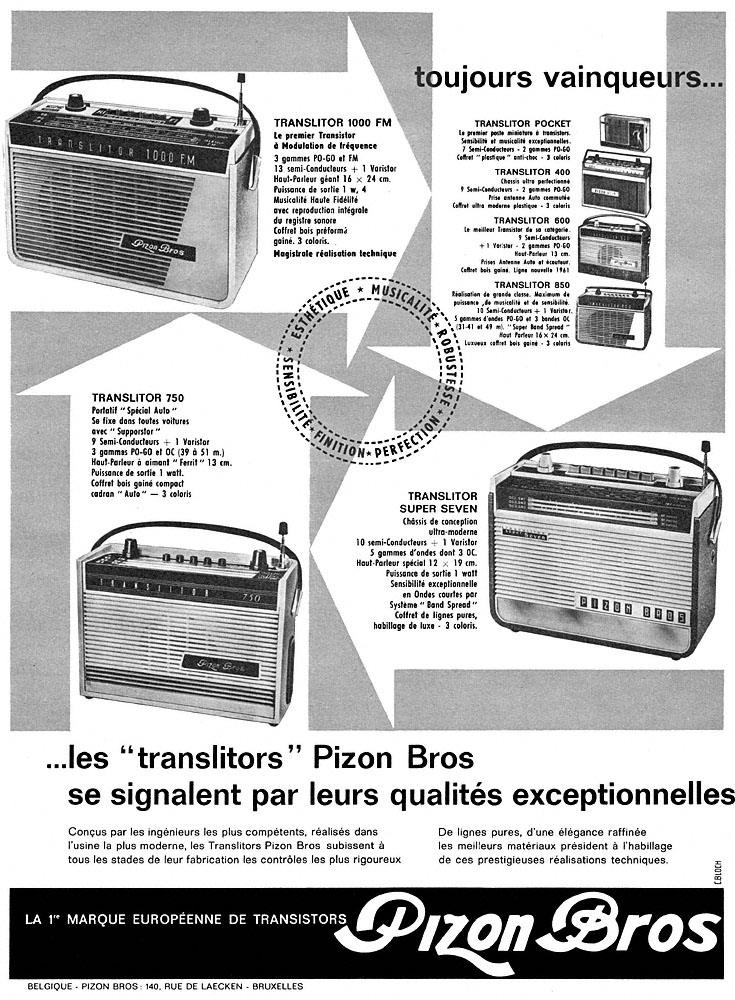 Advert Pizon Bros 1961