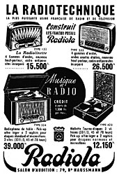 Advert Radiola 1954