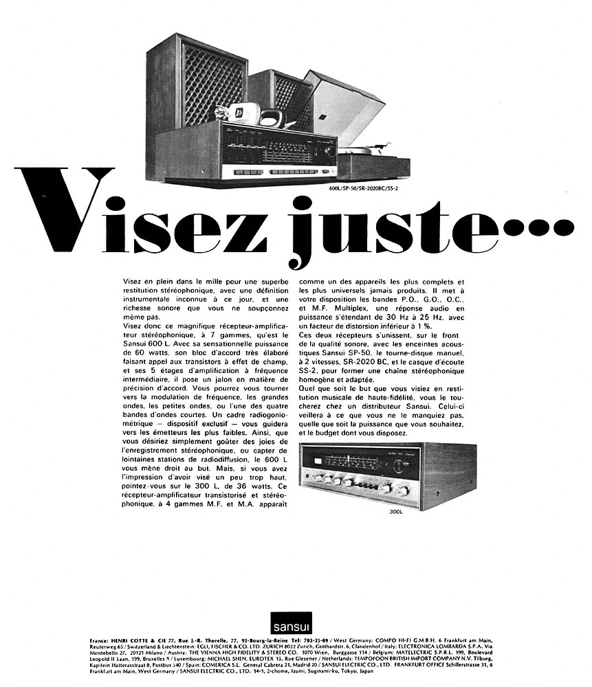 Advert Sansui 1970