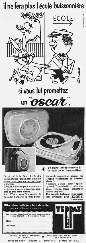 Advert Teppaz 1959