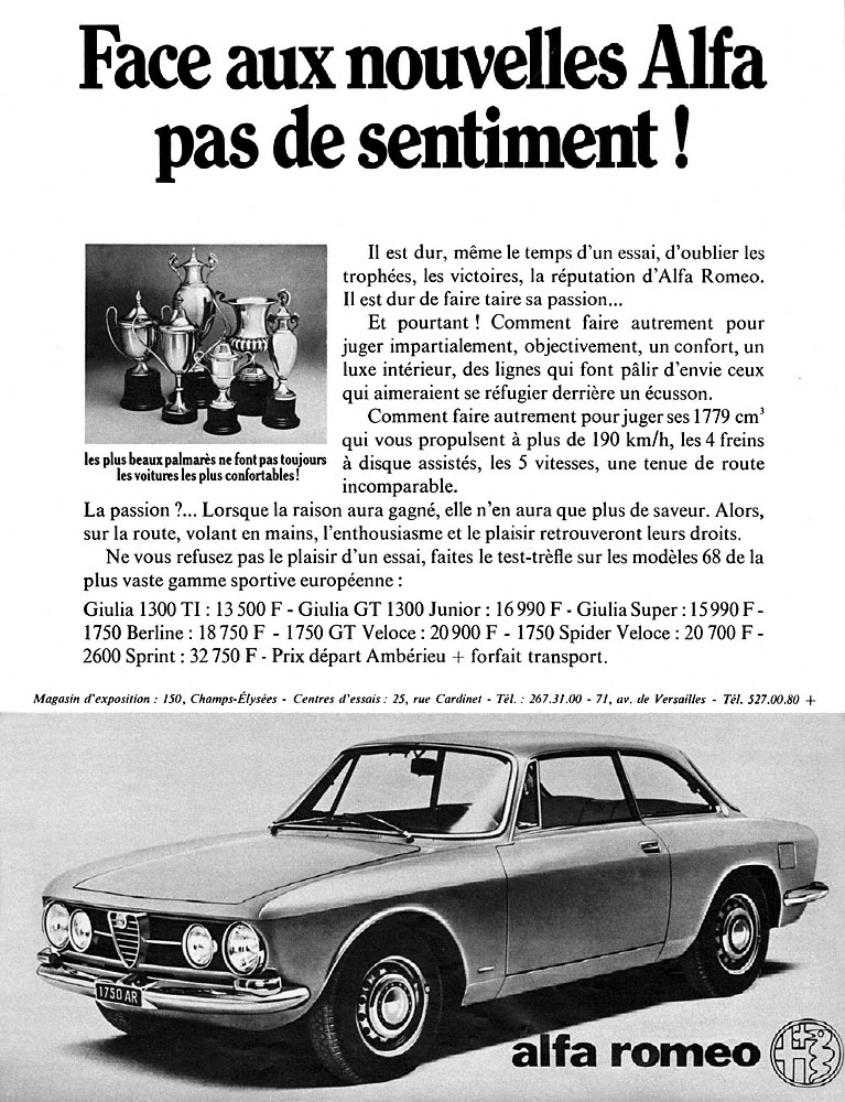 Advert Alfa Romeo 1968