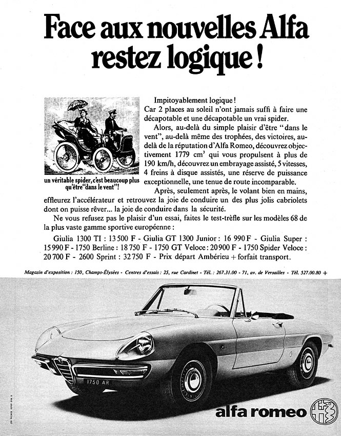 Advert Alfa Romeo 1968