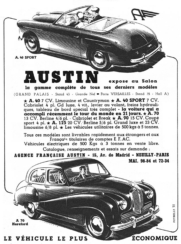 Advert Austin 1951