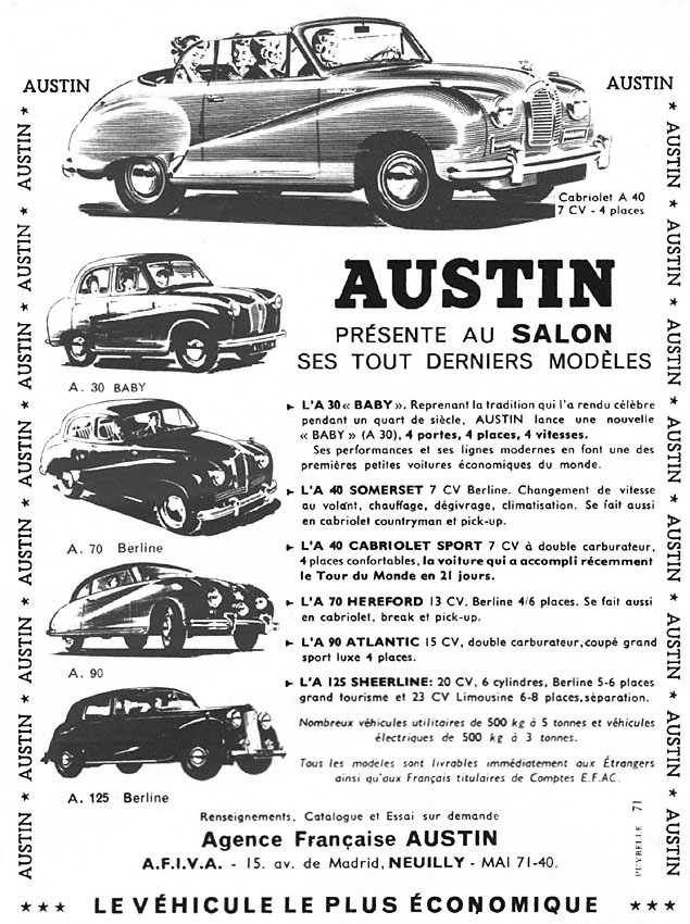 Advert Austin 1952