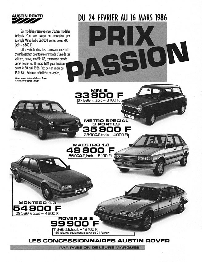 Advert Austin 1986