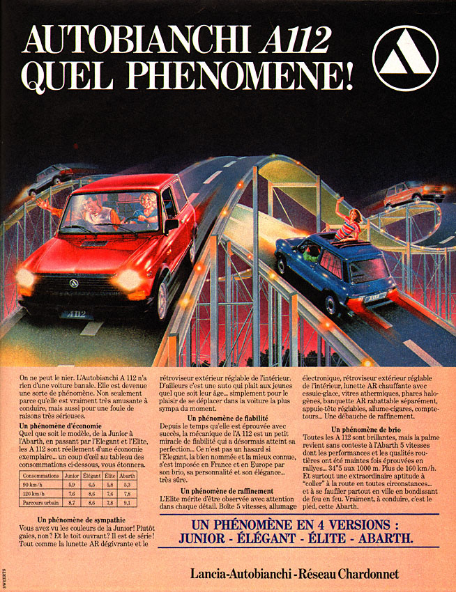 Advert Autobianchi 1980