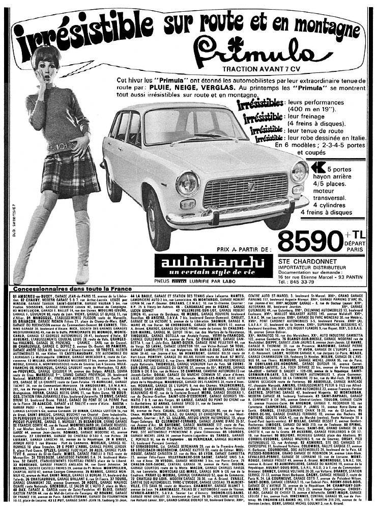 Advert Autobianchi 1967