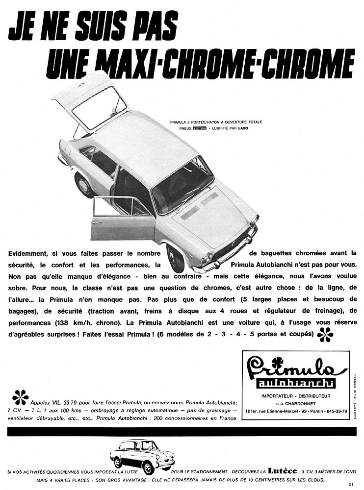 Advert Autobianchi 1967