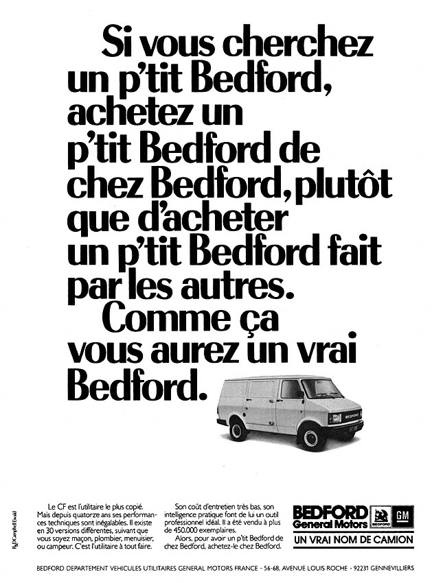 Advert Bedford 1984