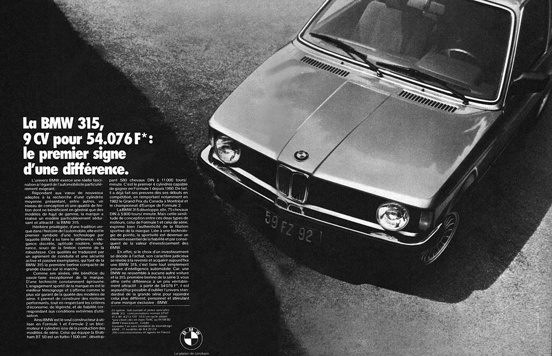 Advert Bmw 1982