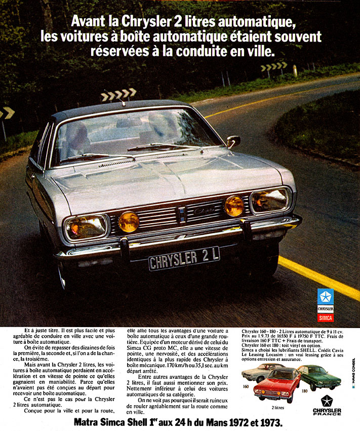 Advert Chrysler 1973