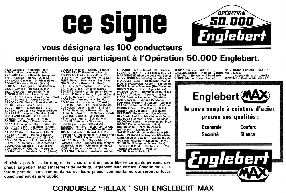 Advert Englebert 1962