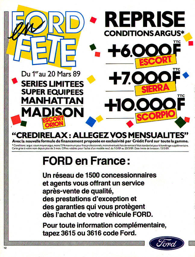 Advert Ford 1989