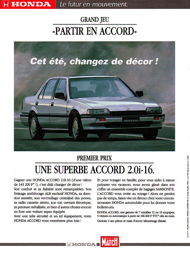 Advert Honda 1989