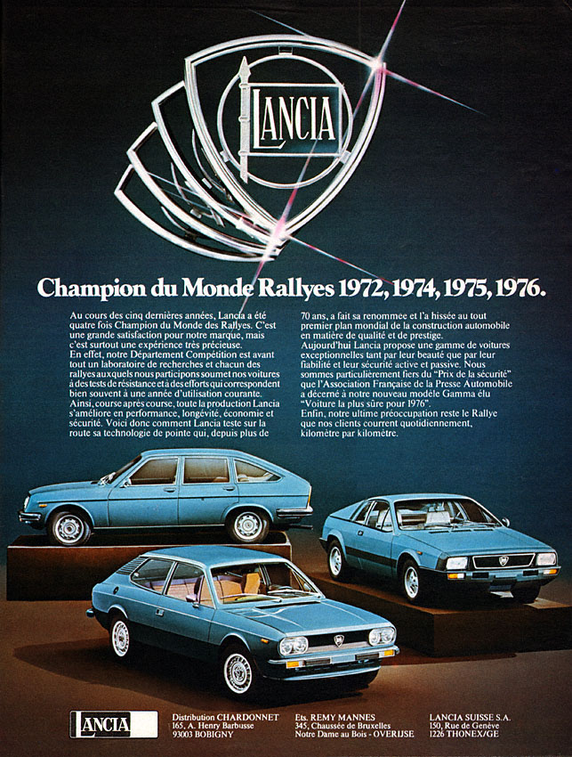 Advert Lancia 1977