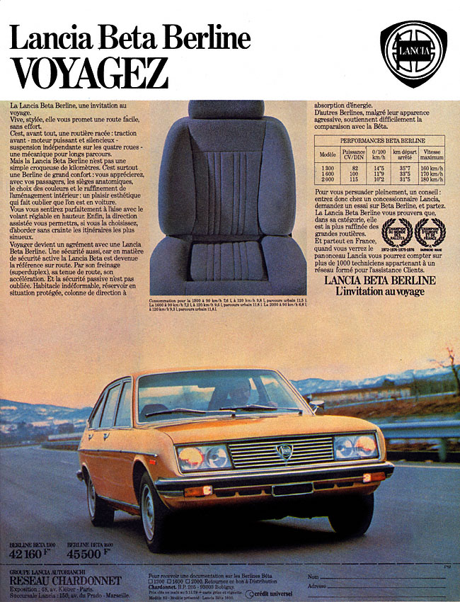 Advert Lancia 1979