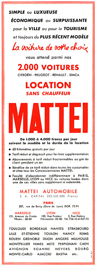 Advert Mattei 1957