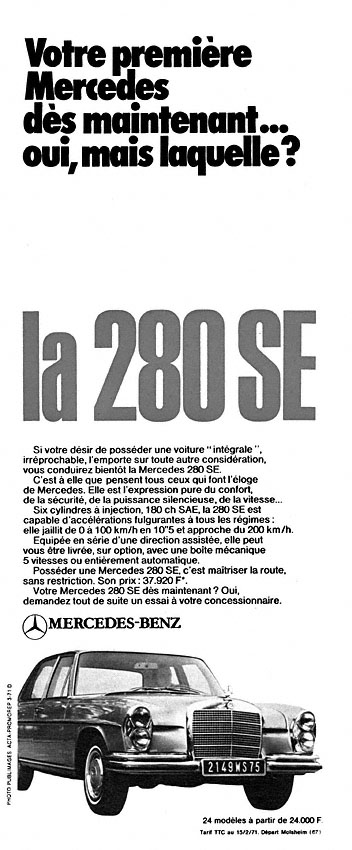 Advert Mercedes 1971